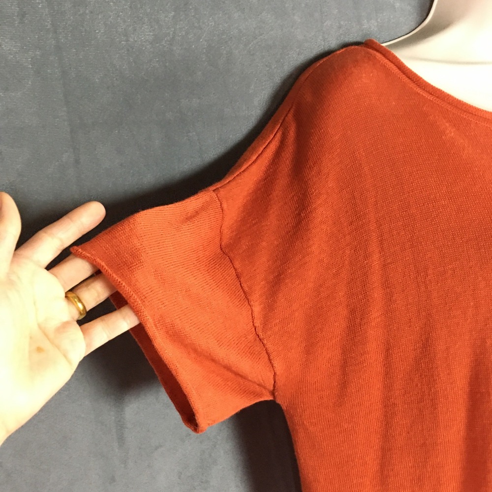 NEW Max Studio Linen Blend Knit Tunic Top Sz L Orange Short Sleeve Lagenlook - Picture 5 of 15